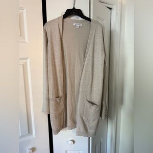 Light Tan Open Front Cardigan